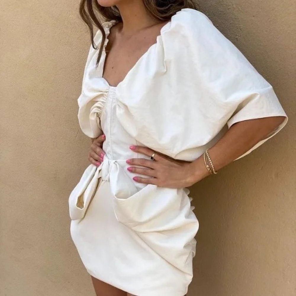 Zara 2 Piece Multiposition Balloon Bodysuit and Voluminous Mini Skirt Set - Picture 3 of 16